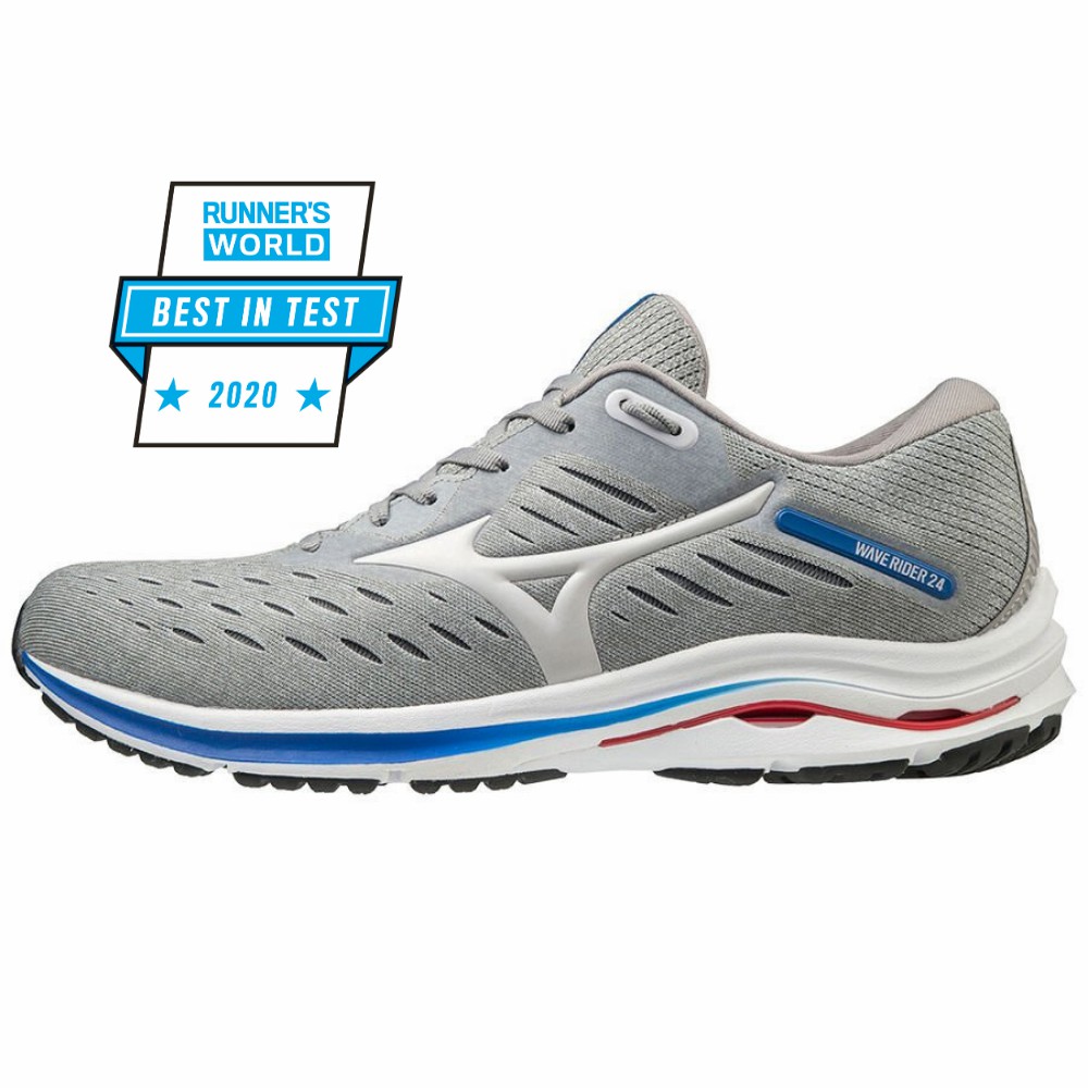 Mens Mizuno Wave Rider 24 Running Shoes Grey/Blue Philippines (EDOGRW059)